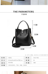 Women's Crocodile Pattern Bucket Bag Large Capacity Shoulder Bag