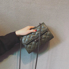 Women's PU Leather Rhombus Chain Messenger Bag