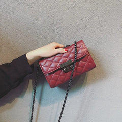 Women's PU Leather Rhombus Chain Messenger Bag