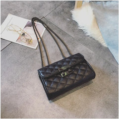Women's PU Leather Rhombus Chain Messenger Bag
