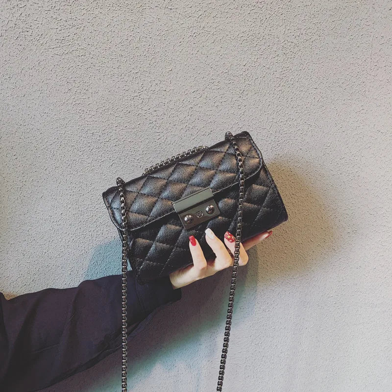 Women's PU Leather Rhombus Chain Messenger Bag