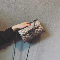 Women's PU Leather Rhombus Chain Messenger Bag