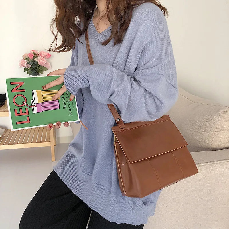 Women's PU Leather Retro Flip Shoulder Bag Soft Leather