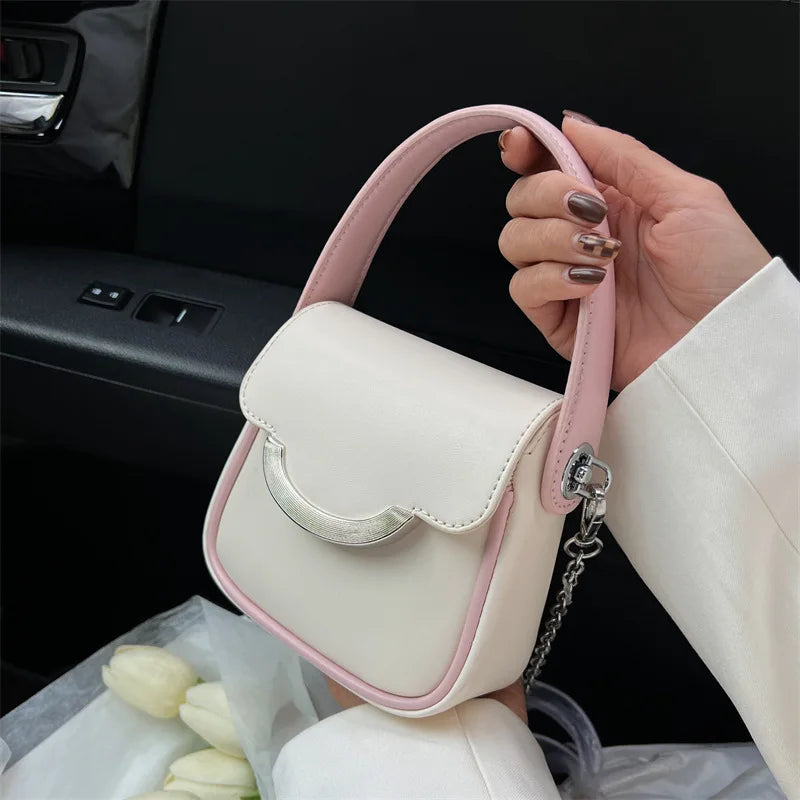Women's Contrast Chain Shoulder Bag Small Square Bag