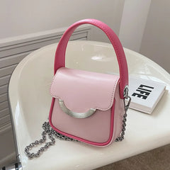 Women's Contrast Chain Shoulder Bag Small Square Bag