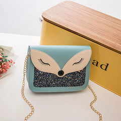 Women's Fox Print Cross-Body Shoulder Bag Chain Strap Mini Square Bag
