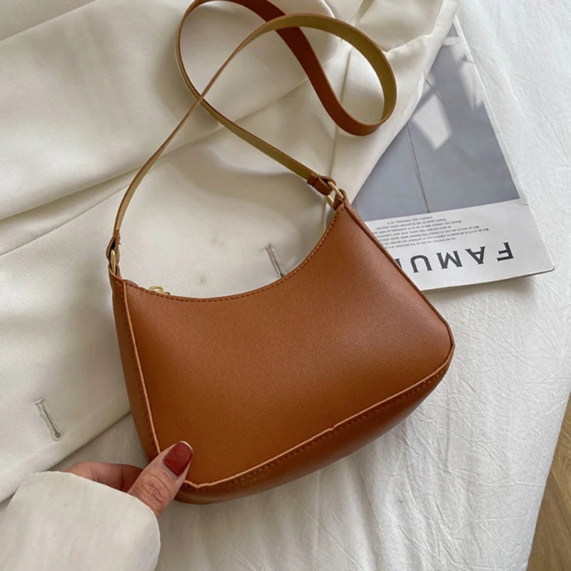 Women's Retro PU Leather Messenger Tote Bag Casual Underarm Hobos Handbag