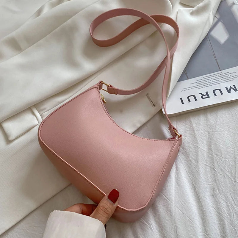 Women's Retro PU Leather Messenger Tote Bag Casual Underarm Hobos Handbag