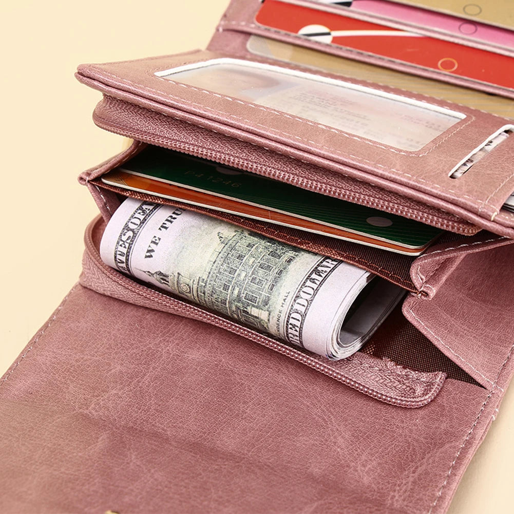 Women's Retro Coin Purse Oil Wax Leather Buckle Coin Bag