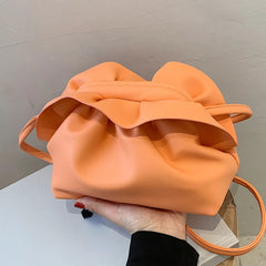 Women's Ruffled Pleated Shoulder Bag Casual Messenger Bag Dumpling Bag