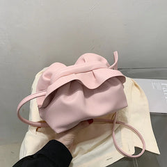 Women's Ruffled Pleated Shoulder Bag Casual Messenger Bag Dumpling Bag