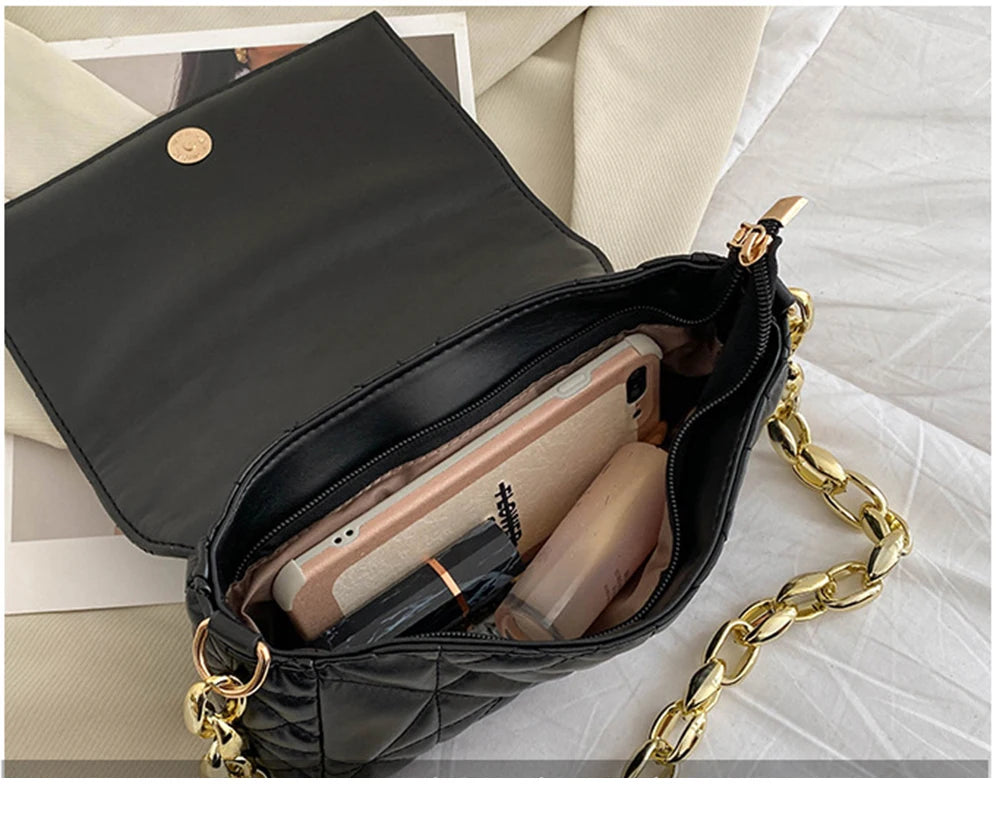 Quilted Shoulder Handbag Chain Purse Clutch Bag Women's Hand Bag