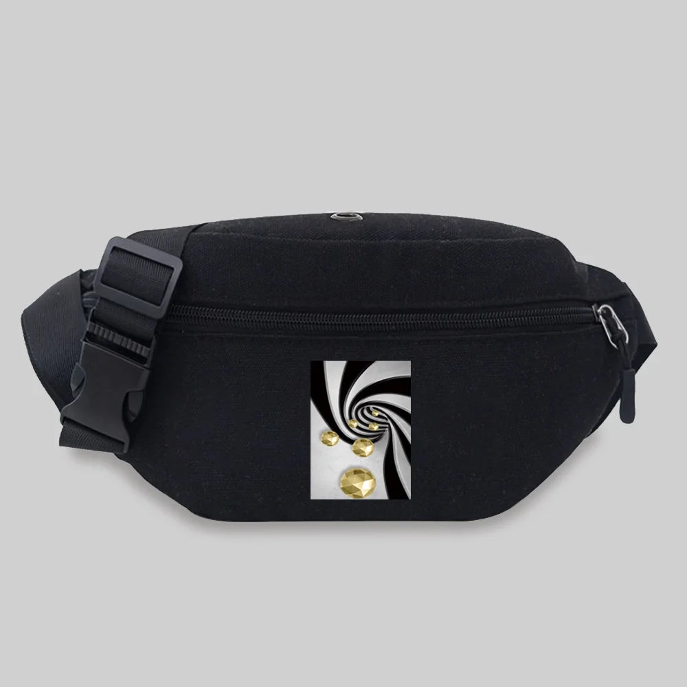 3D Pattern Waist Bag Chest Messenger Crossbody Sport Bag Travel Phone Purses