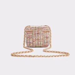 Women's Woolen Shoulder Bag Mini Bucket Bag Checkered Cosmetic Bag