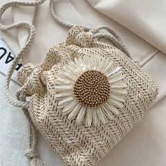Woven Bag Women's Bucket Bag Crossbody Messenger Bag