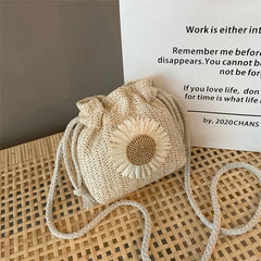 Woven Bag Women's Bucket Bag Crossbody Messenger Bag