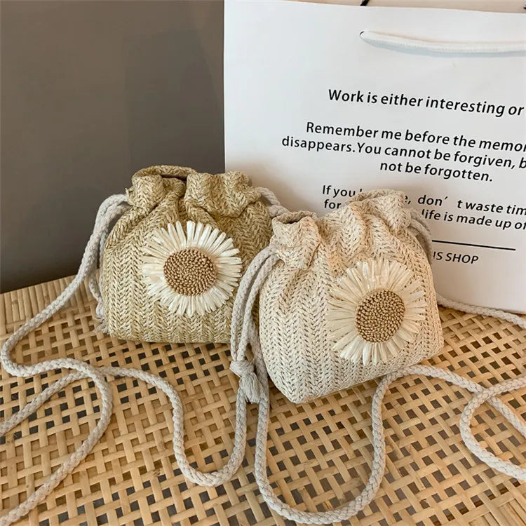 Woven Bag Women's Bucket Bag Crossbody Messenger Bag