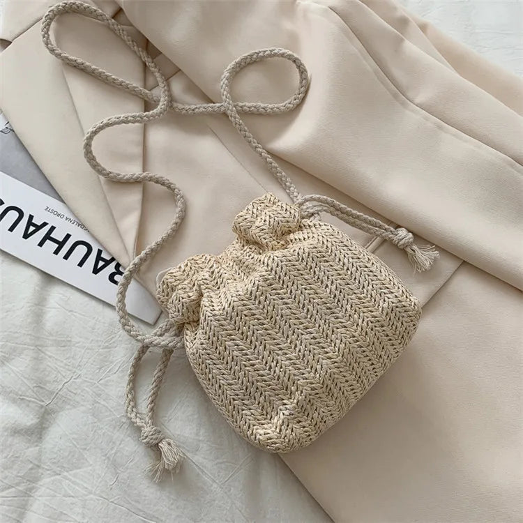 Woven Bag Women's Bucket Bag Crossbody Messenger Bag
