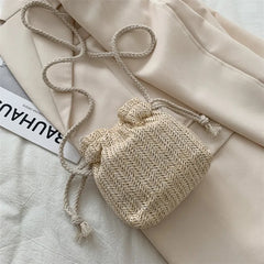 Woven Bag Women's Bucket Bag Crossbody Messenger Bag