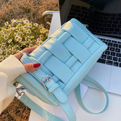 Woven Handbag Leather Shoulder Bags For Women Lady Purse Messenger bag