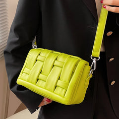 Woven Handbag Leather Shoulder Bags For Women Lady Purse Messenger bag