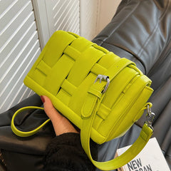 Woven Handbag Leather Shoulder Bags For Women Lady Purse Messenger bag