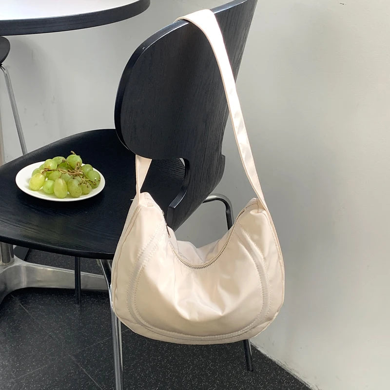 Nylon Hobos Bag Ladies Small Shoulder Bags with Zipper Top Handle Handbags