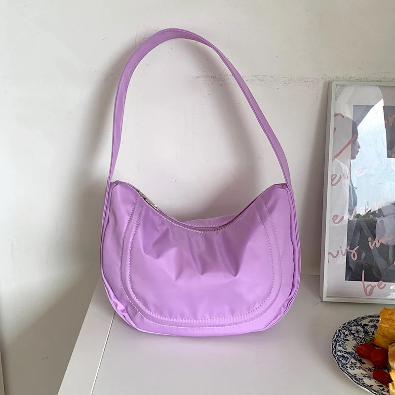 Nylon Hobos Bag Ladies Small Shoulder Bags with Zipper Top Handle Handbags