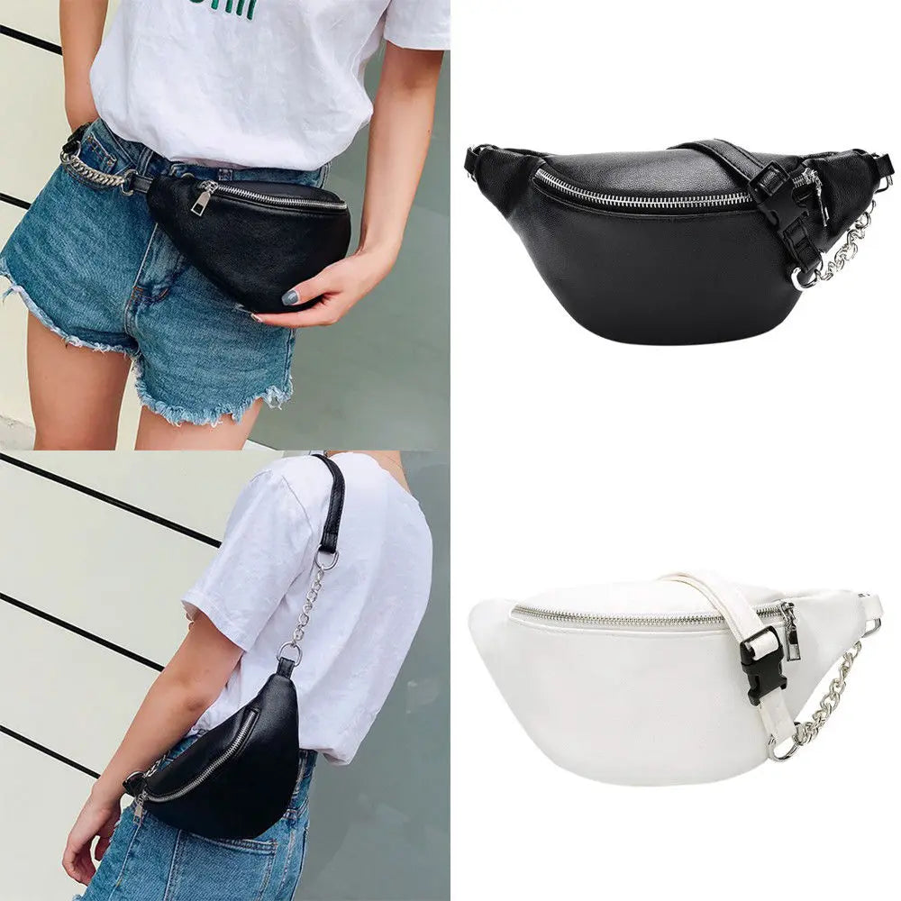 Fashion Waist Bag Fanny Pack PU Belt Purse Phone Key Pouch