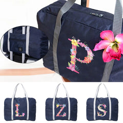 Foldable Travel Bag Pink Letter Print Unisex Large Bag Luggage Women Men
