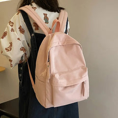 Nylon Solid Backpack Women Waterproof School Bags for Teenager Girls