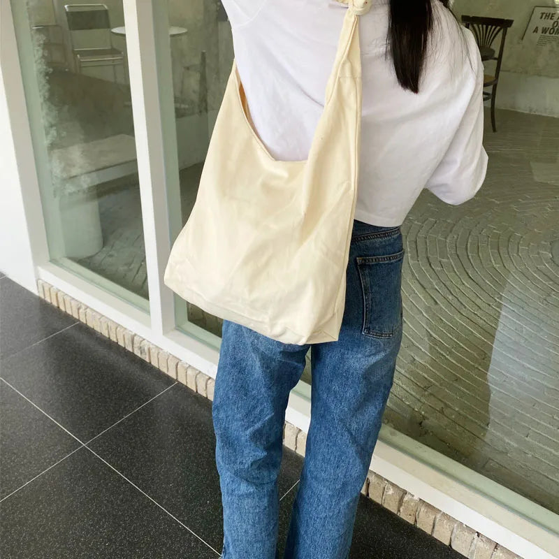 Nylon Women's Tote Handbags Retro Solid Ladies Messenger Shoulder Underarm Bag