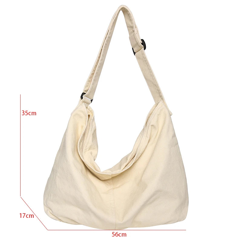 Canvas Teenager Shoulder Bag Women's Messenger Large Ladies Casual Travel Handba
