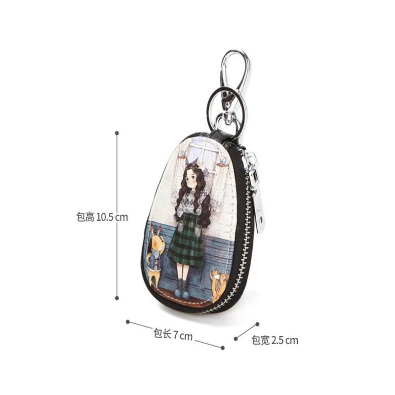 Women Girls Key Bag PU Leather Key Wallets Car Key Holder Case