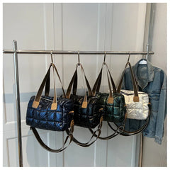 Plaid Shoulder Bag Space Cotton Handbag Women Large Capacity Contrast Tote Bags