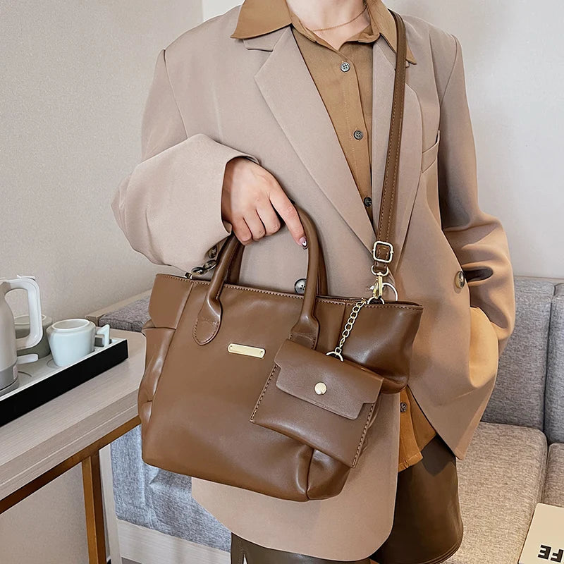 Pleated Tote with Handle High Capacity Shoulder Bag for Women