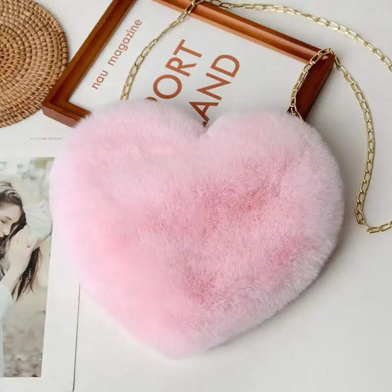Plush Heart-shaped Diagonal Bag for Women