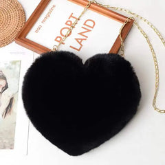 Plush Heart-shaped Diagonal Bag for Women