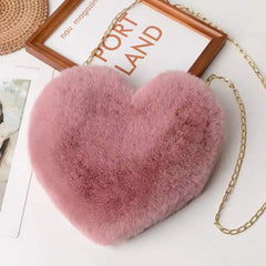 Plush Heart-shaped Diagonal Bag for Women