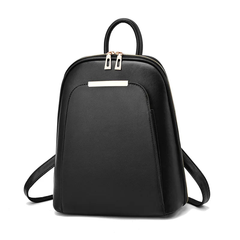 Real Cow Leather Silver Women Backpack Girls Book Bag