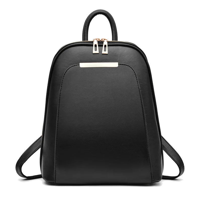 Real Cow Leather Silver Women Backpack Girls Book Bag
