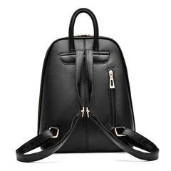 Real Cow Leather Silver Women Backpack Girls Book Bag