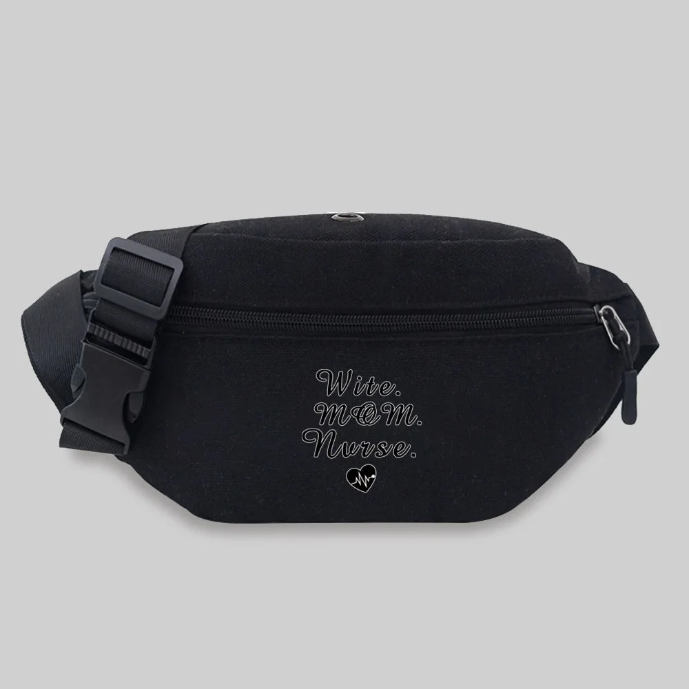 Student Nurse Pattern Waist Bag Leisure Sports Canvas