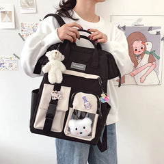 Preppy Purple Backpack Women Waterproof Candy Colors Backpacks