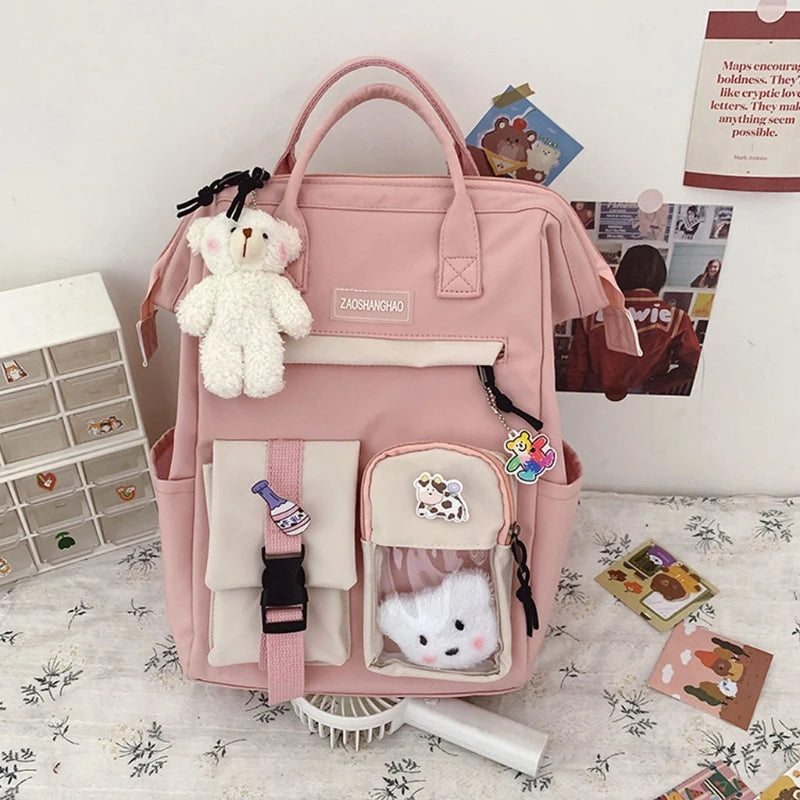 Preppy Purple Backpack Women Waterproof Candy Colors Fancy High School Bags