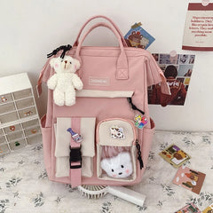 Preppy Purple Backpack Women Waterproof Candy Colors Fancy High School Bags