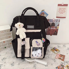 Preppy Purple Backpack Women Waterproof High School Bags