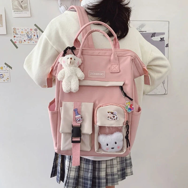 Preppy Purple Backpack Women Waterproof Candy Colors Fancy High School Bags