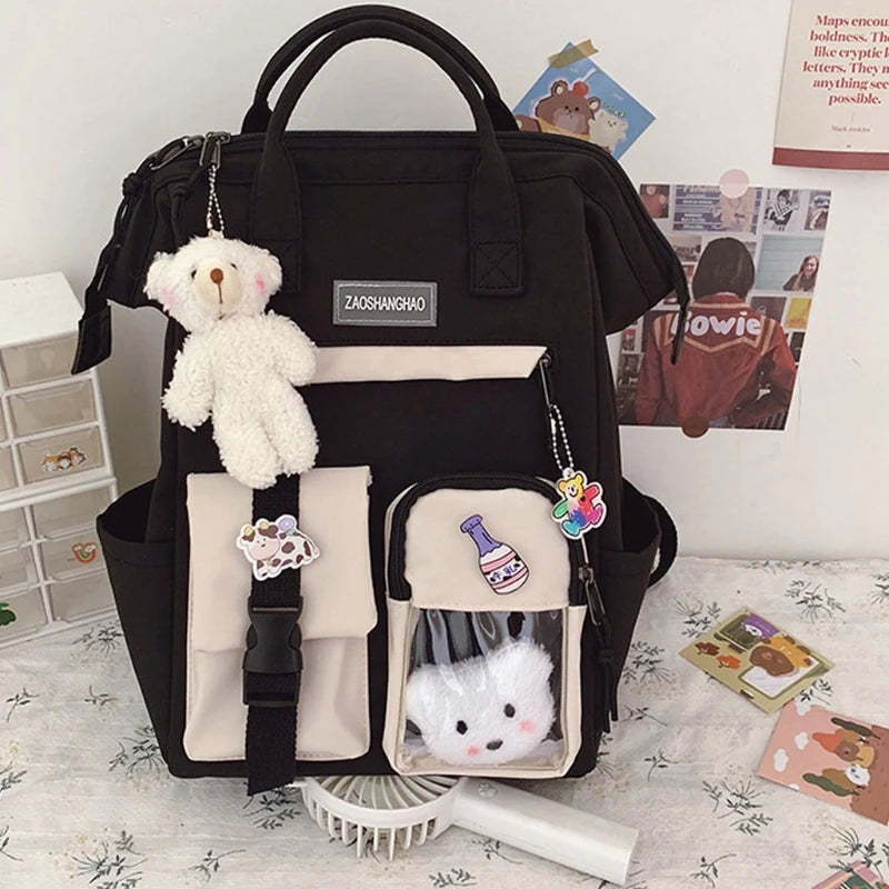 Purple Waterproof Backpack Women Candy Colors Fancy High School Bags Teenage Gir