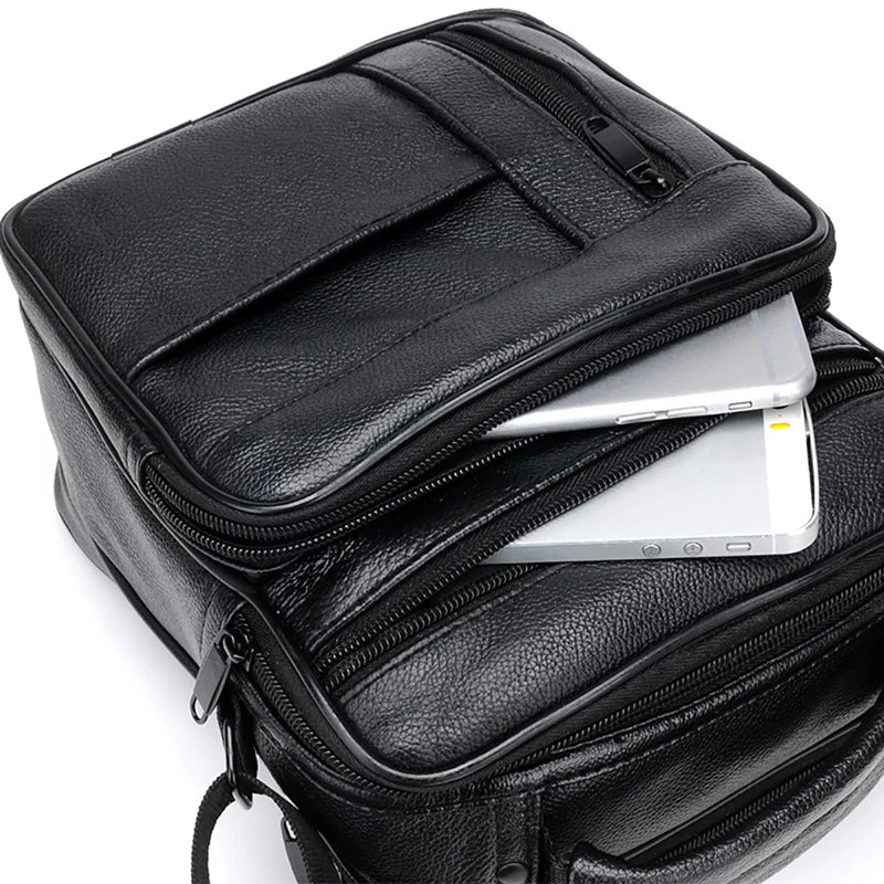 Men's Leather Shoulder Messenger Bag Cross-body Satchel